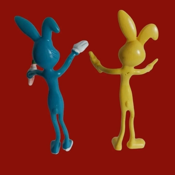 Bendable vtg  blue & yellow bunny rabbit - Picture 4 of 5